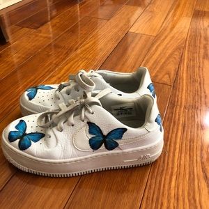 Nike Air Force 1 Sage Low - Blue Butterfly Decal